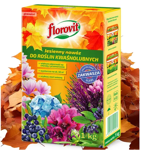Nawóz jesienny do roślin kwaśnolubnych 1kg FLOROVIT INCO większa odporność na choroby i przemarzanie, szybszy start wiosną