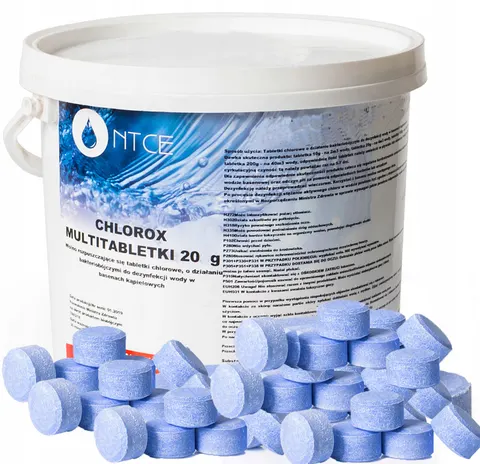 Ntce - chlor do basenu multi tabletki 3kg 150 x 20g chlorox niebieska woda