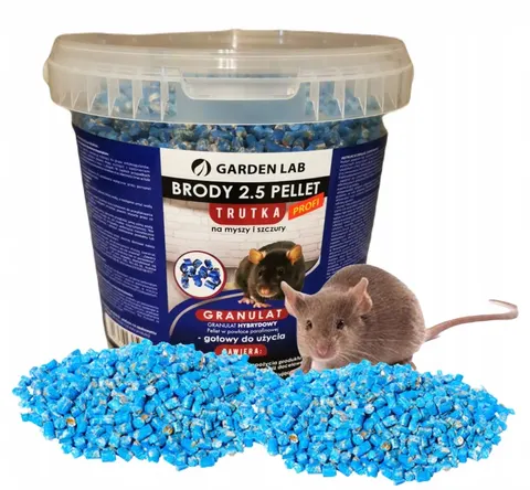 Brody 2,5 Pellet 1kg GARDEN LAB granulat, brodifakum, trutka gryzoniobójcza na myszy i szczury, gotowa do użycia