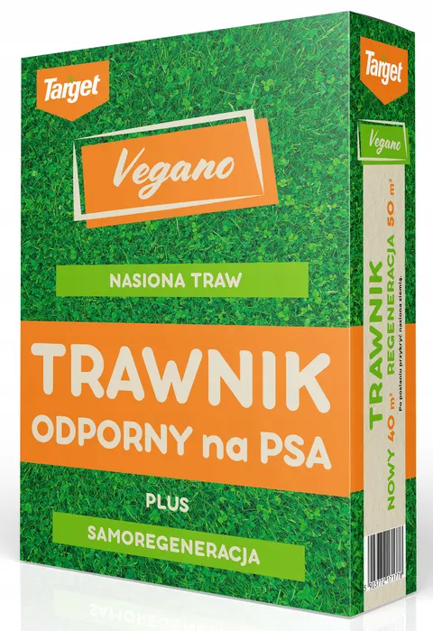 Nasiona traw Vegano 1kg TARGET trawnik odporny na psa, samoregeneracja, ciemnozielony, bardzo częsty, symbioza roślin i mikroorganizmów