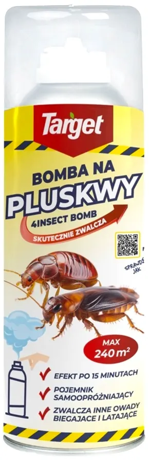 Bomba na pluskwy 4INSECT BOMB 400ml TARGET zwalcza owady latające i biegające, efekt już po 15 minutach, pojemnik samoopróżniający się