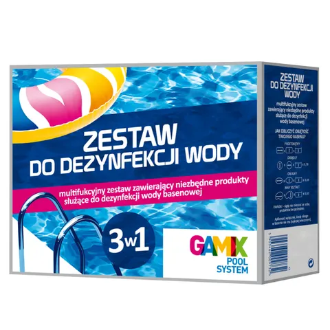 ZESTAW STARTOWY CHEMIA DO BASENU CHLOR SZOK TABS ANTYGLON ALGA 3W1 GAMIX