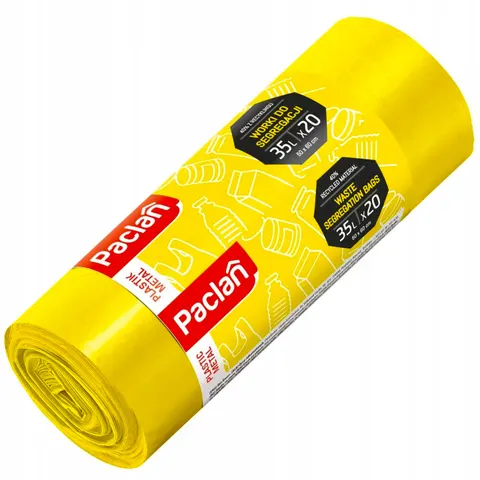 Paclan - żółte worki do segregacji odpadów 35l - 20 szt