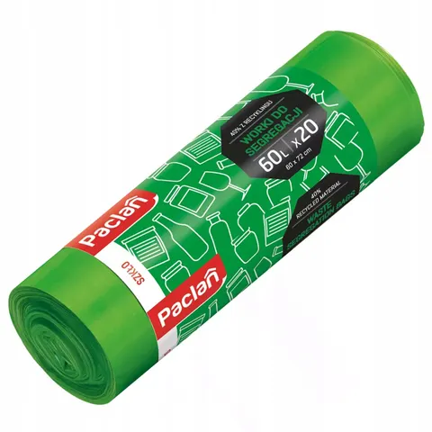 Paclan - zielone worki do segregacji odpadów 60l - 20 szt