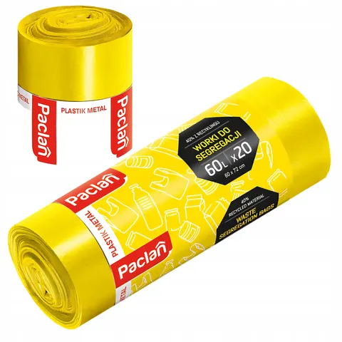 Paclan - żółte worki do segregacji odpadów 60l - 20 szt