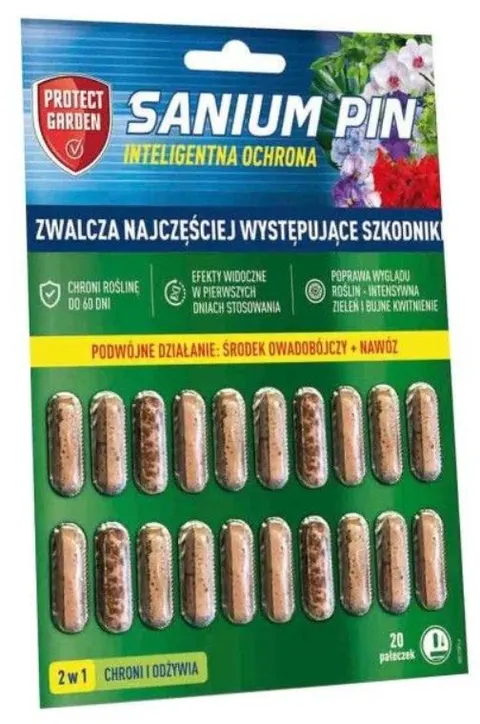 Sanium Pin Pałeczki 2w1 2 g – preparat na Szkodniki Roślin + Nawóz – Protect Garden