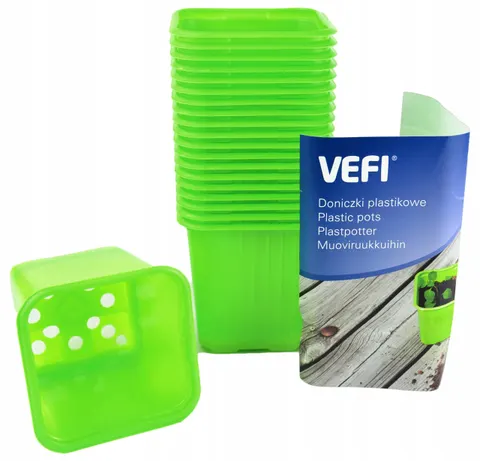 Doniczki kwadratowe VEFI 8x8cm zielone 20szt.