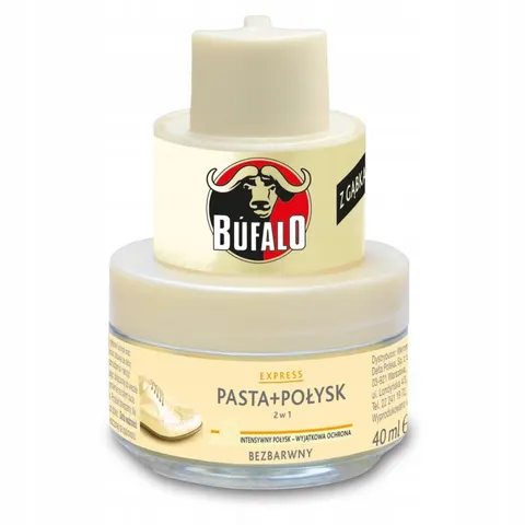 Bufalo - pasta do butów + połysk z gąbką 2w1 bezbarwna