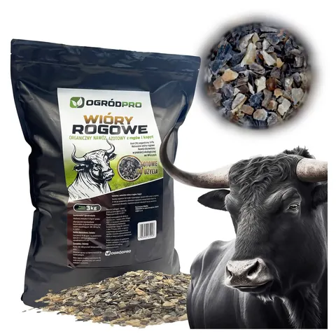 Ogródpro - nawóz organiczny z kopyt i rogów 3kg wióry rogowe