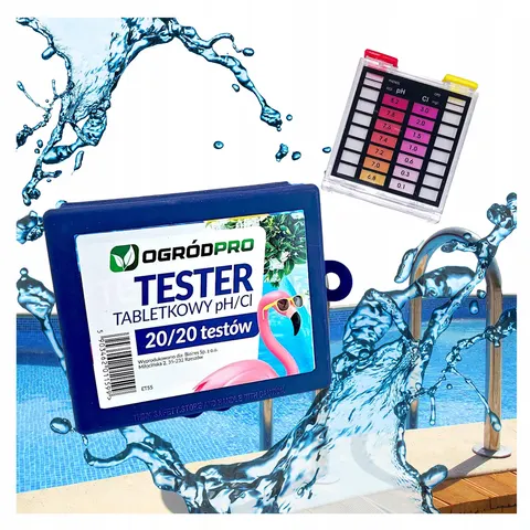 Ogródpro - chemia basen tester tabletkowy do ph chloru w wodzie basenie kwasomierz 20+20