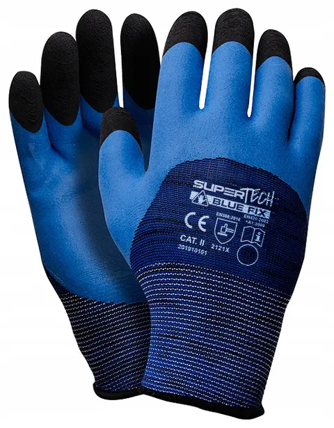Rękawice rękawiczki supertech blue fix pianka latex foam mocne miękkie