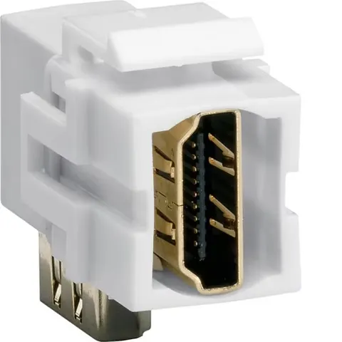 Moduł KEYSTONE gniazdo HDMI, przelotowe, wtyk kątowy 90°, biały