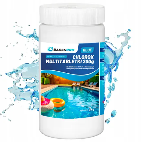 Basenpro - chlorox multitabletki blue 5x200g 1kg - multifunkcyjne tabletki do basenu