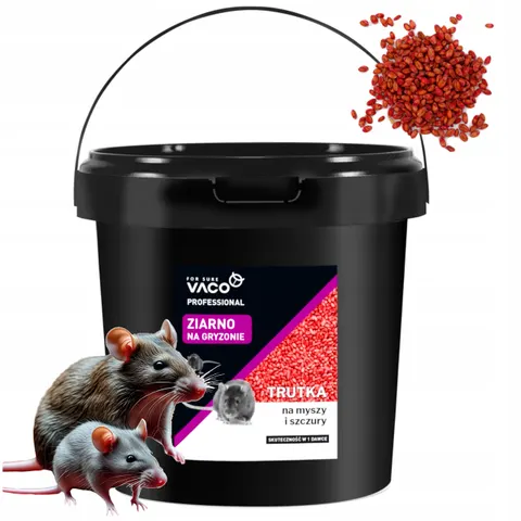 Vaco - mocne zatrute ziarno trutka na myszy szczury bromadiolon bitrex 10kg