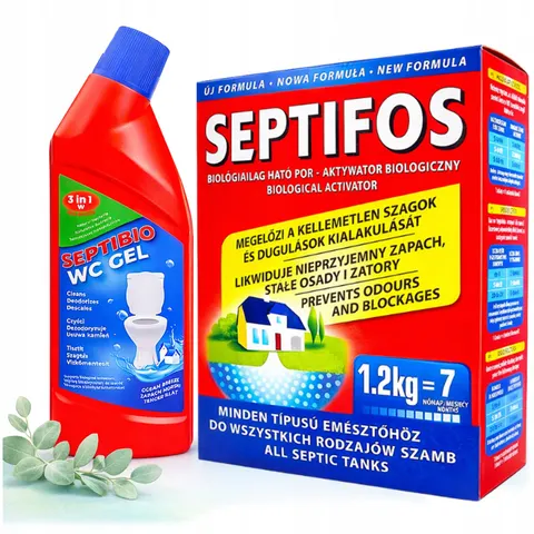 Septifos - zestaw: bakterie 1,2 kg + bio-żel do wc septifos 750 ml