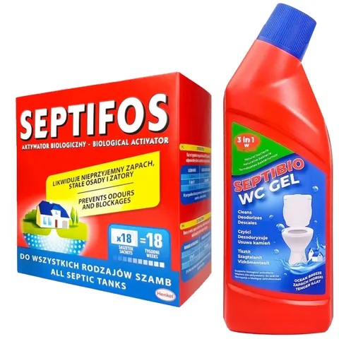 Septifos - zestaw: septifos 648 g 18 saszetek + bio-żel do wc septifos 750 ml
