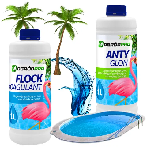 Ogródpro - zestaw alga antyglon 1l + super flock koagulant 1l