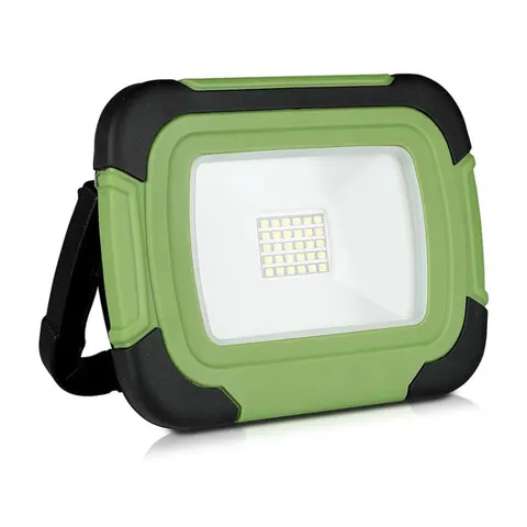 Naświetlacz LED 20W 1400lm z akumulatorem, barwa światła chłodna biel 6400K, obudowa: czarno-zielona IP44, funkcje:Sygnał SOS+FLASH+USB+gniazdo MICRO, Chip SAMSUNG; 504 V-TAC