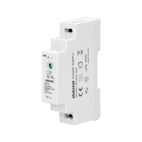 Zasilacz na szynę DIN 12VDC, 1,25A, 15W, 1M