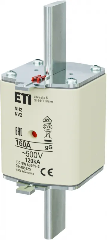 Wkładka bezpiecznikowa przemysłowa zwłoczna KOMBI, NH2 gG 160A/500V (WT-2/gG 160A); 004185225, ETI POLAM