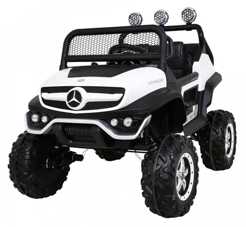 Mercedes Benz Unimog dla dzieci Biały + Napęd 4x4 + Pilot + Bagażnik + Wolny Start + MP3 LED