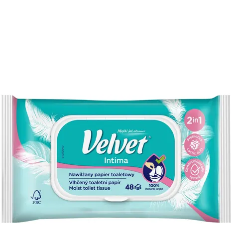 VELVET Papier toaletowy NAWILŻANY INTIMA, 48 szt
