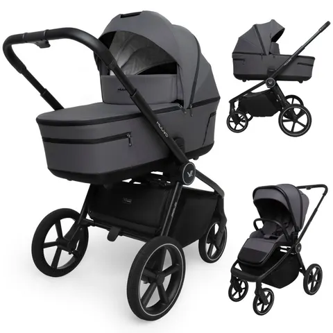 MUUVO FOLD wózek 2w1 ze składaną gondolą | Iron Graphite