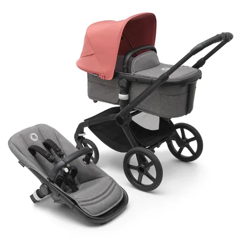 BUGABOO FOX 5 wózek dziecięcy 2w1 | Black / Grey Melange / Sunrise Red