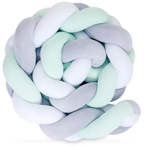 Ochraniacz warkocz do łóżeczka pleciony, 200 cm - Mix Mint