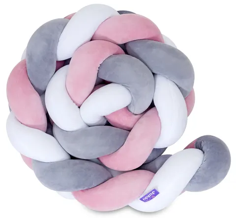 Ochraniacz warkocz do łóżeczka pleciony, 200 cm - Mix Pink
