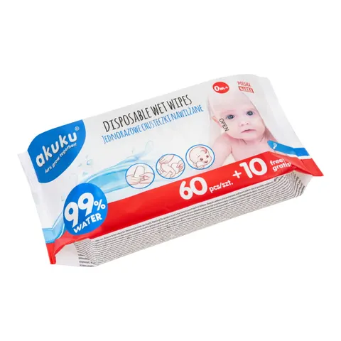 AKUKU Chusteczki nawilżane wodą 70 szt.
