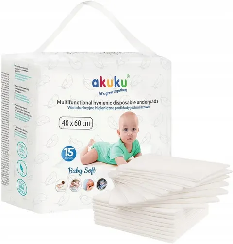 AKUKU Podkłady jednorazowe Baby Soft 40x60cm (15szt.)