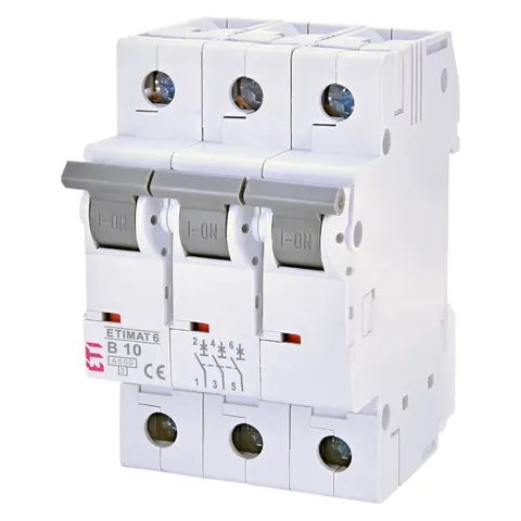 Wyłącznik nadprądowy 3P B 10A 6kA AC, ETIMAT 6 3p B10; 002115514, ETI POLAM