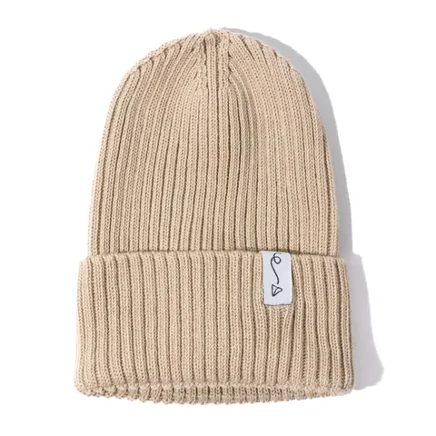 Czapeczka z dzianiny bawełnianej - LIGHT BEIGE