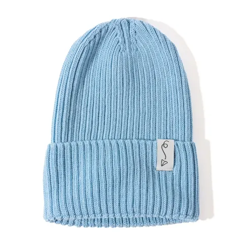 Czapeczka z dzianiny bawełnianej - LIGHT BLUE