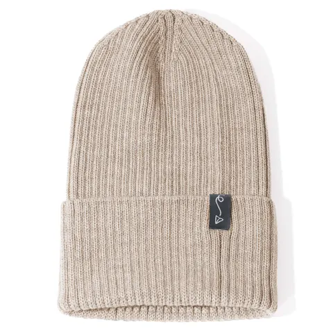 Czapeczka z wełny Merino - BEIGE MELANGE