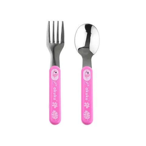 AKUKU Zestaw Sztućców Metalowych PINK