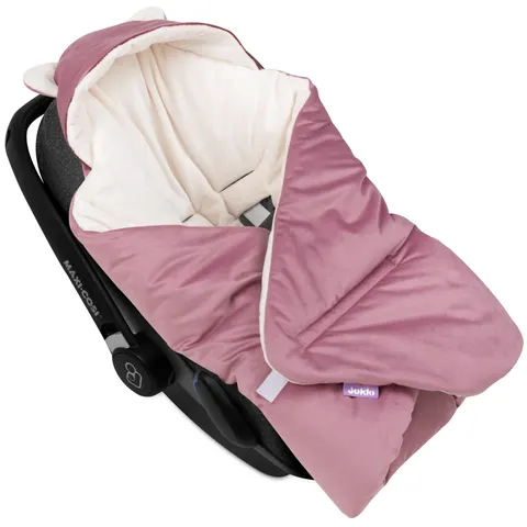Kocyk do fotelika samochodowego - Plusz ecru i old rose Velvet