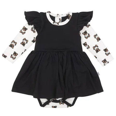 Sukienka z body Black Teddy Bear - Black