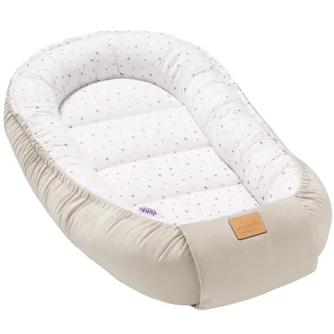 Muślinowy Kokon Comfort - Little Stars i Ecru Velvet