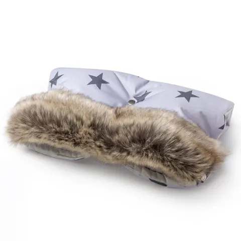Mufka do wózka GREY STARS WINTER z futerkiem