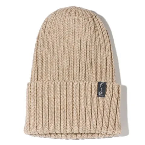 Zimowa czapka z wełny merino - BEIGE MELANGE