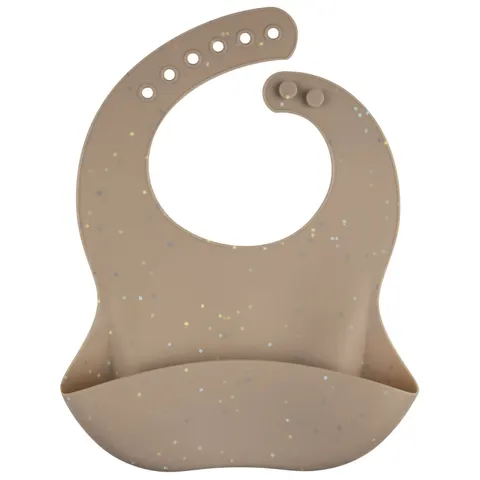 Canpol babies Śliniak silikonowy z kieszonką DOTS Beige