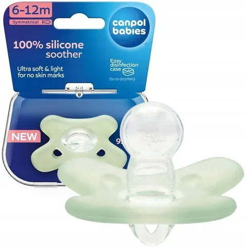 Canpol babies smoczek 100% silikonowy symetryczny 6-12m 1szt