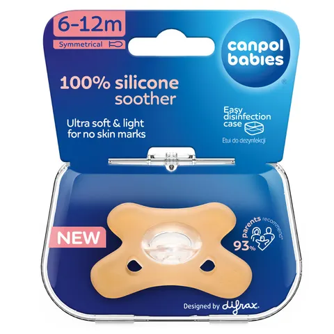 Canpol babies smoczek 100% silikonowy symetryczny 6-12m 1szt