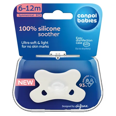 Canpol babies smoczek 100% silikonowy symetryczny 6-12m 1szt