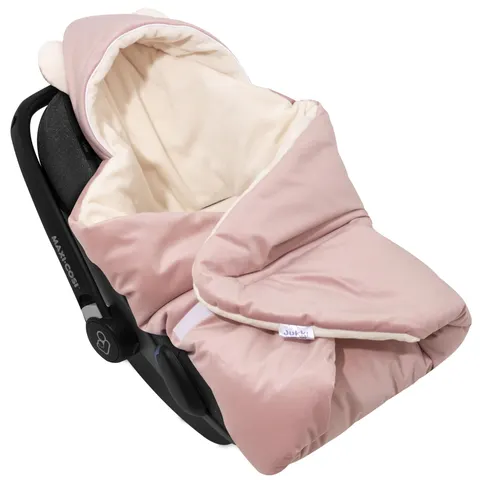 Kocyk do fotelika samochodowego - Plusz ecru i Smokey Pink Soft Velvet