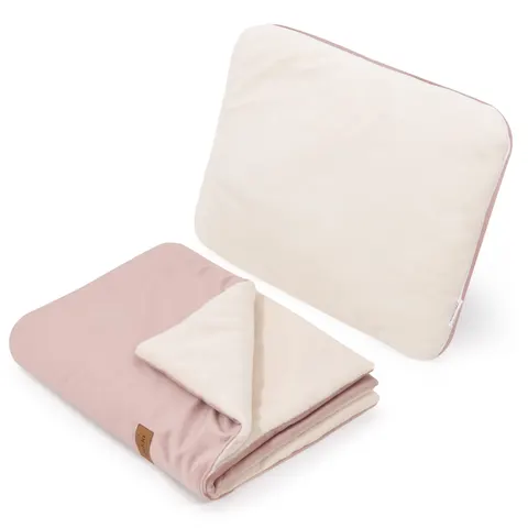 Zestaw do wózka - Plusz ecru i Smokey Pink Soft Velvet