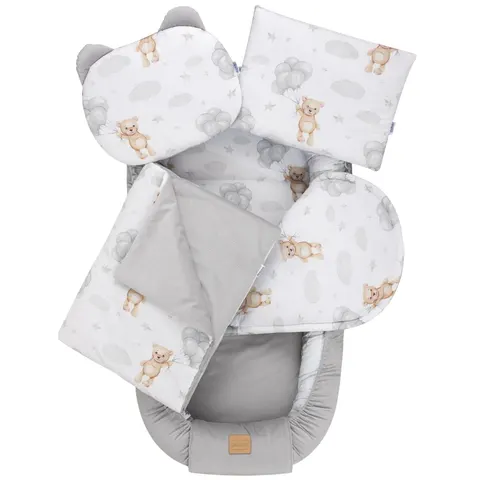 Zestaw 5 elementowy XXL - Cloudy Bears i szary Velvet