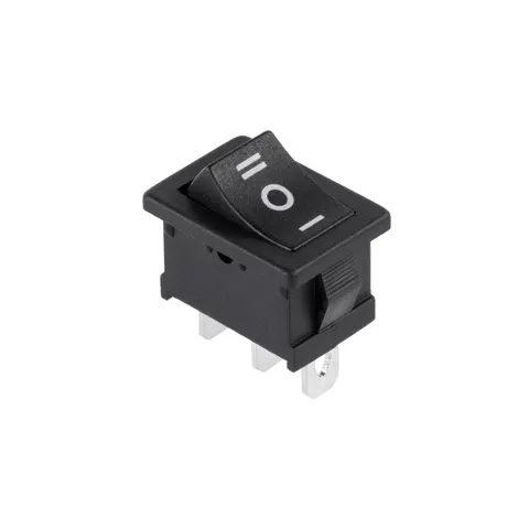 Przełącznik kołyskowy 1-0-2 mały 2x1,5x2cm, 6A/250VAC czarny MRS103A/C6-ORL